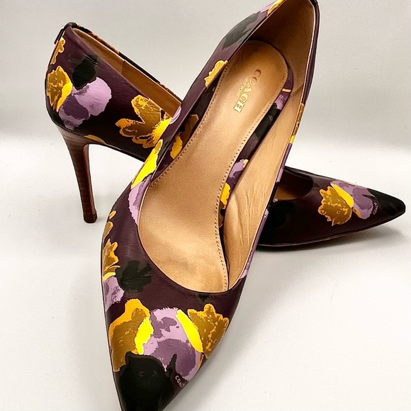COACH DEEP PURPLE FLORAL PUMPS - Picture 8 of 11
